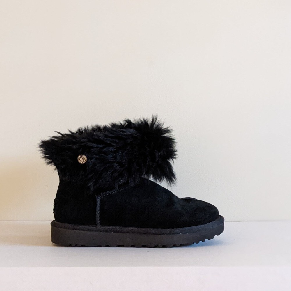 Ugg Boots Valentina Swarovski Crystal Black Suede Sheepskin Size 6 1012388