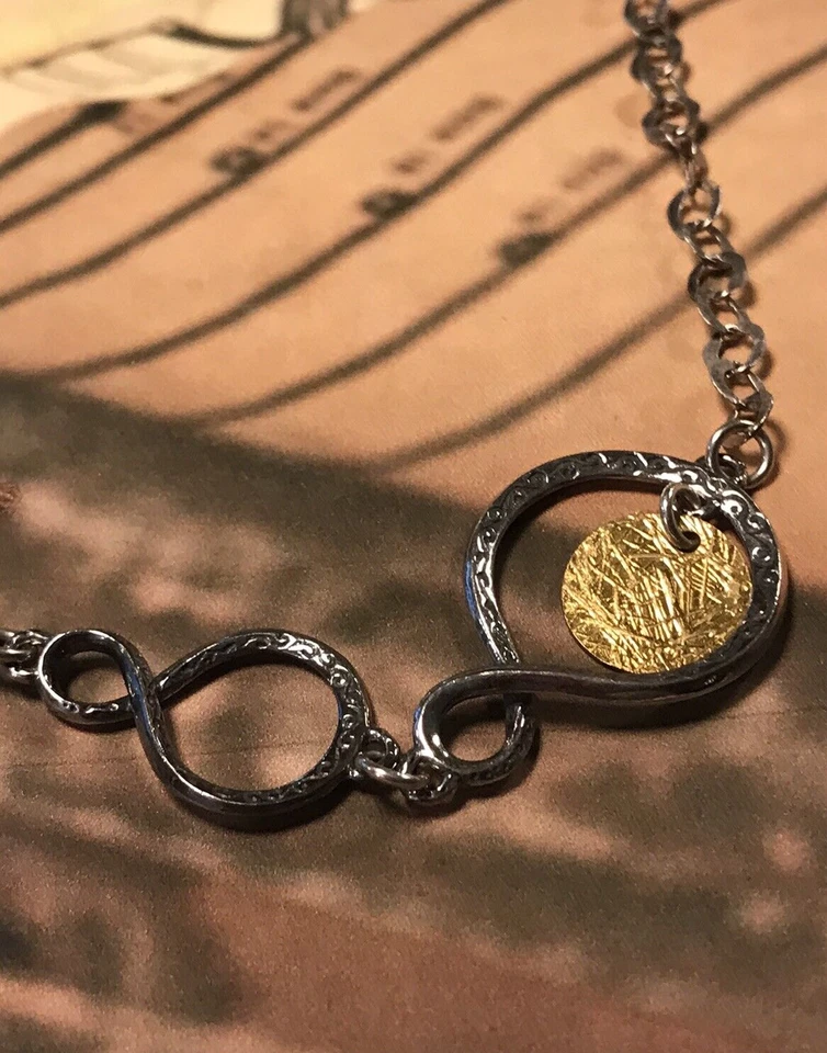 Collar Silpada N2150 plata de ley oxidada con discos de latón 38" nuevo Foto 2 de 4