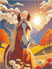 Tile Mural Horse Flowers Field Colorful Kitchen Wall Backsplash Marble Ceramic