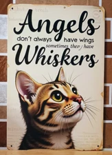 A Metal Wall Art Cat Angels Whiskers Remembrance Quote Home Decor Gift Tin Sign