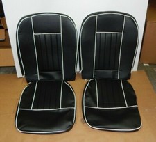 New Front Seat Covers Seat Upholstery For Mgb 1963-1968 Black Vinyl W White Trim New Front Seat Covers Seat Upholstery For Mgb 1963-1968 Black Vinyl W White Trim