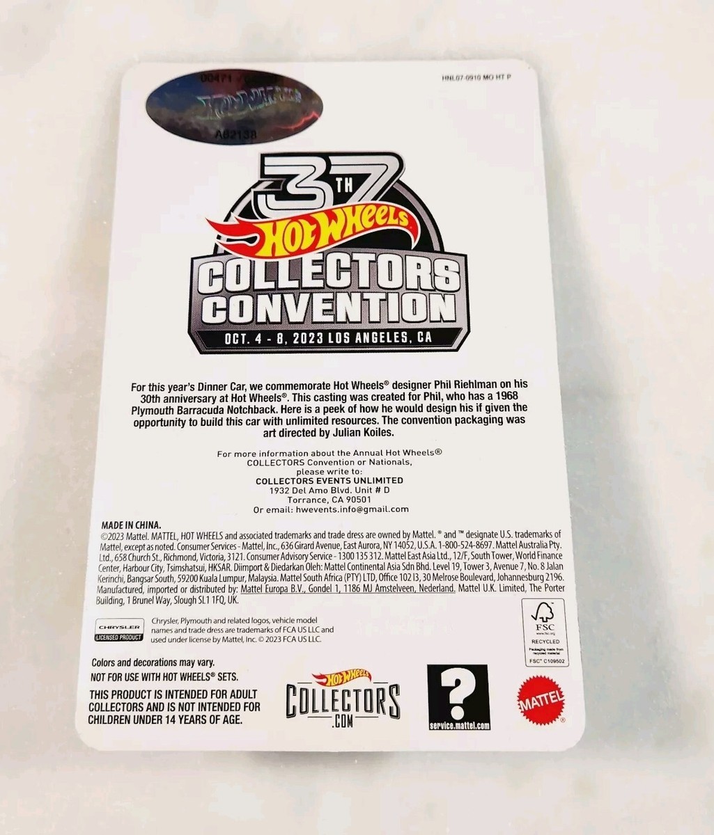 2023 37th Hot Wheels Convention Phil Reilman Dinner Complete