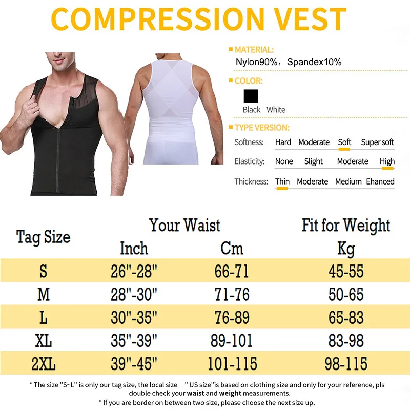 Men Powerful Compression Vest Flat Chest Shaper for Gynecomastia Moobs  Shirt Top