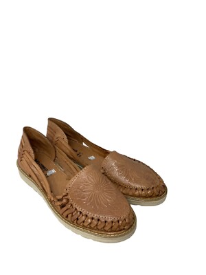 Los 2 Carnales Shoes Women's Size 8 Tooled Leather Sunflower Handmade Sandal NEW