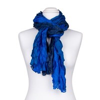 Knitterschal Halstuch Schal Xxl Blau Dunkelblau Royalblau Farbverlauf 100% Seide