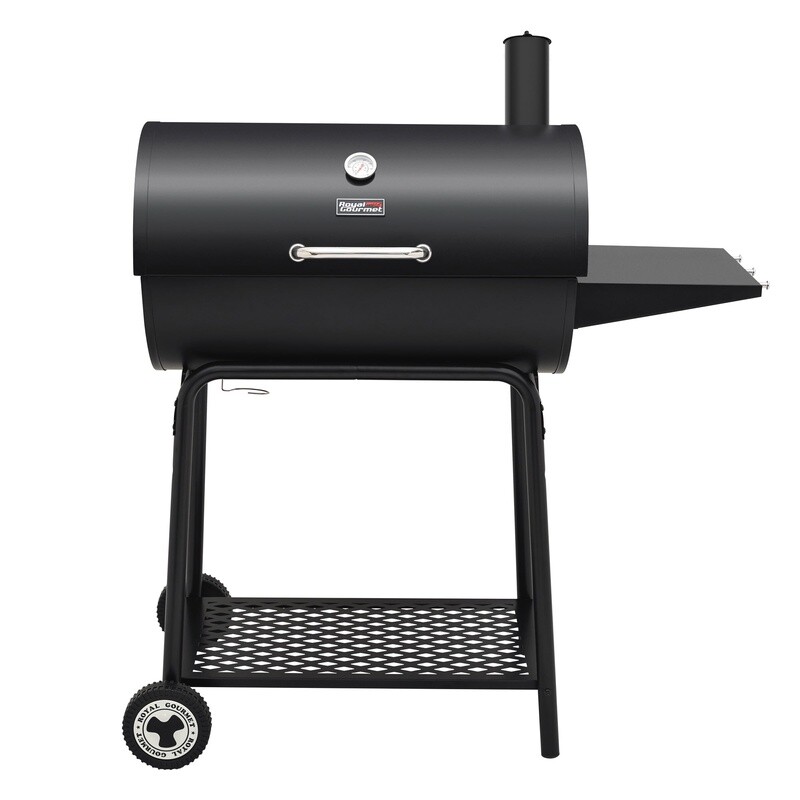 30 Inch Barrel Charcoal Grill W/ Adjustable Fire Grates & Storage Shelf New