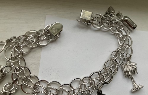 Vintage STERLING CHARMS On AM BRACELET Estate Wearable 7 1/4” LOADED LOOK 32 GR - Picture 8 of 8