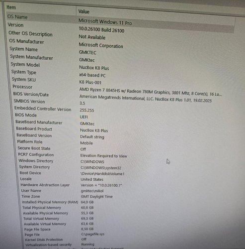 AMD Ryzen 7 8845HS Mini PC GMKtec K8 Plus, 2TB SSD, 64GB RAM, Oculink - Picture 5 of 7