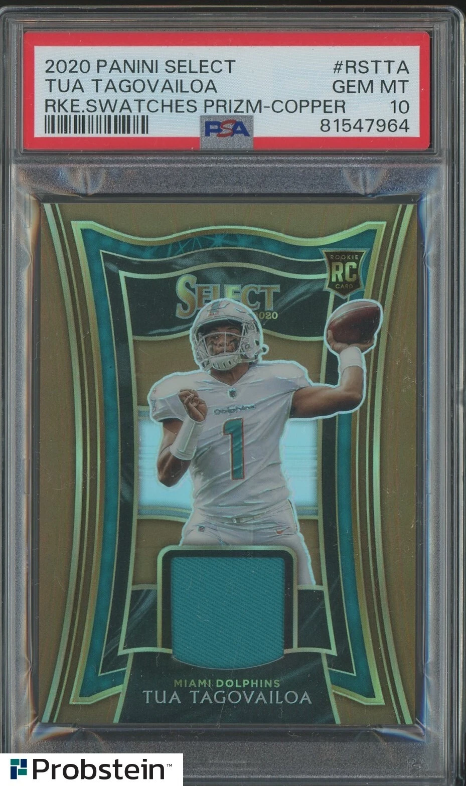 Tua Tagovailoa Panini Select Rookie Swatches Prizm #RSTTA Copper