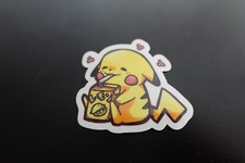 Pikachu Drinking Juice Sticker  Cute Anime Custom Artist Sticker
