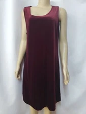 California LOOKS Vintage Red Wine Velvet Size 14 WP Women Sleeveless Dress #CB8
