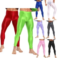 Men's Ice Silk See Through Long Pants Fitness Underwear Tights Activewear