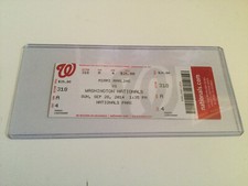 NATIONALS 2014 TICKET STUB 9/28/14 VS MARLINS~Jordan Zimmermann NO HITTER