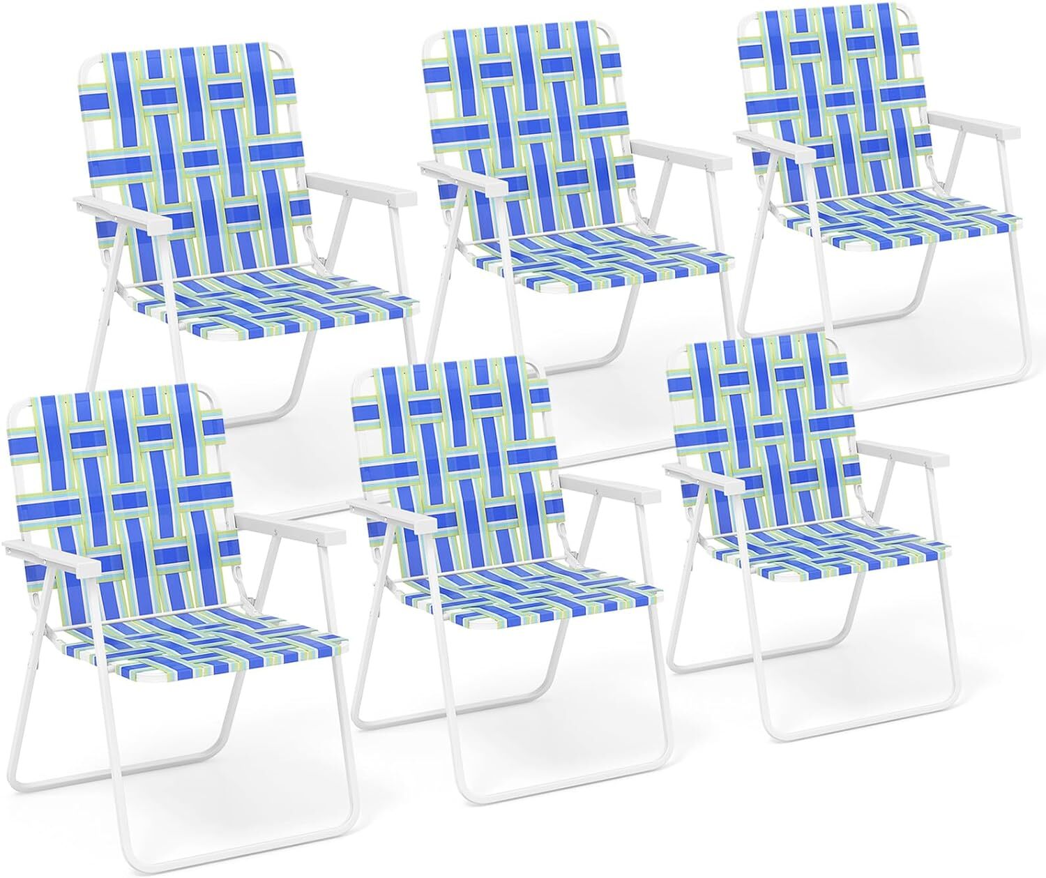 S Set Of 6, Patio Folding Lawn Chairs For Adults Blue