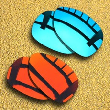 US 2 Pairs Polarized Lenses Replacement for-Oakley Feedback-Ice Blue Orange Red