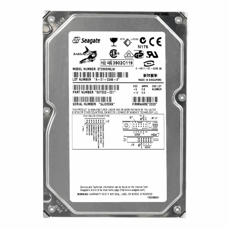 Hard Drive Seagate barracuda ST336938LW 36GB 7.2K ULTRA160 SCSI 3.5'' - Image 3 of 3