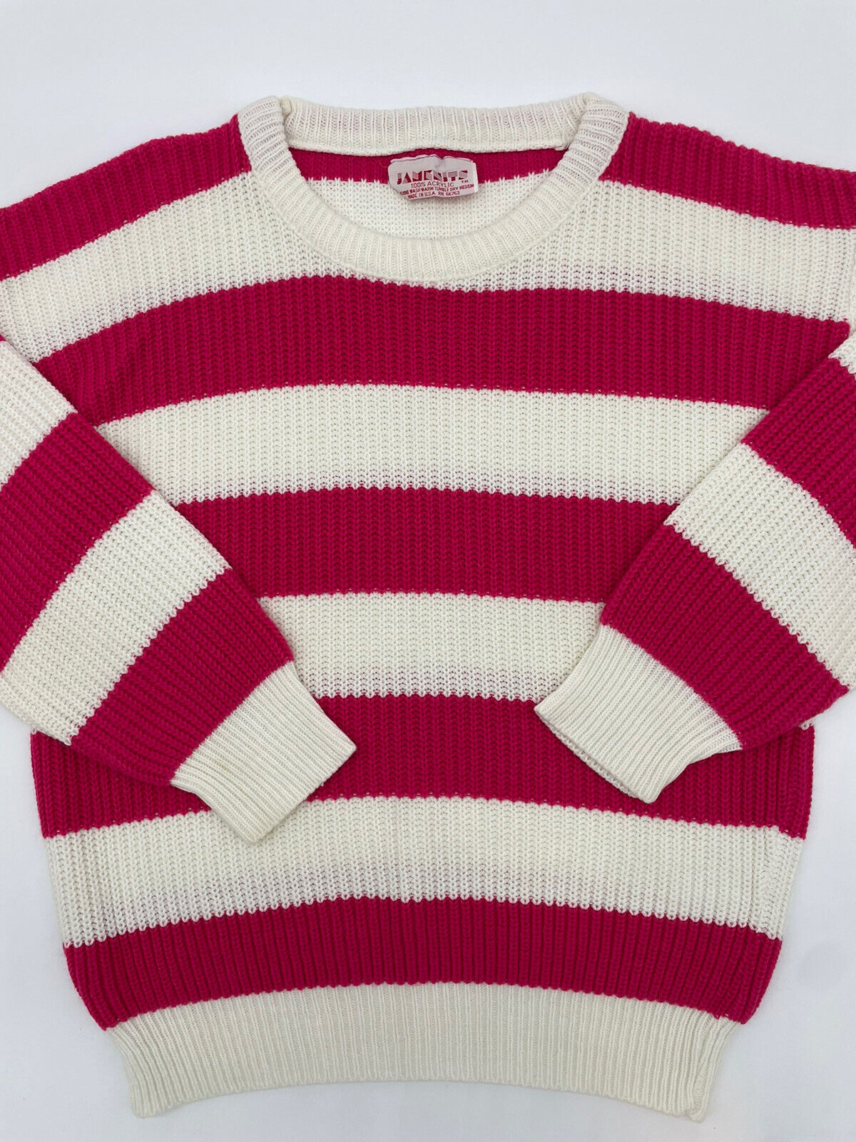 Jamenits vintage pink & white stripped knitted sw… - image 1