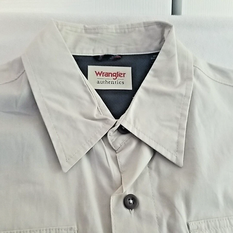 Мужская сорочка Wrangler бежевая с двойными карманами 100% хлопок большой размер - Изображение 2 из 4