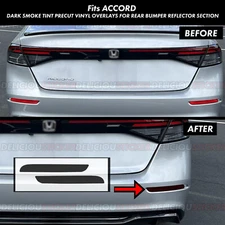 Fits 2023-2025 Honda Accord SMOKE Rear Bumper Reflectors Decal Tint Overlay ppf