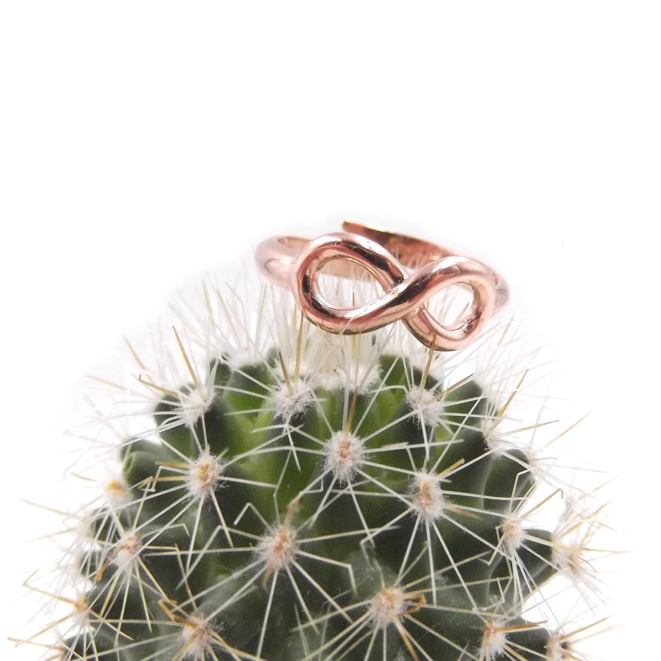 Anello infinito argento 925 rosa regolabile infinity ring regalo donna ragazza - Immagine 2 di 4