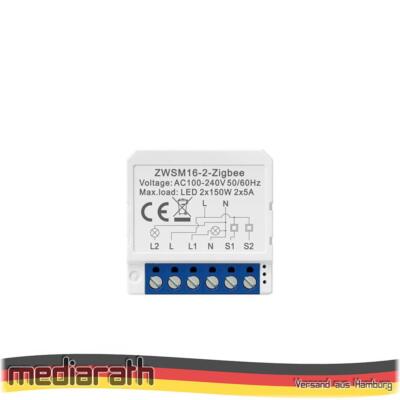 AVATTO ZWSM16-W2 ZigBee 3.0 2 Kanal 2CH Smart Switch Modul Lichtschalter TUYA