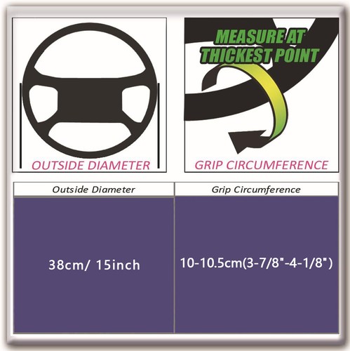 Car Suede Steering Wheel Cover DIY Anti-Slip Universal for 14.5-15inch Men Women - Picture 3 of 30