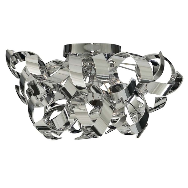 Decken Lampe Leuchte HalbbüNdig Chrom Flur Wohn Ess Schlaf Zimmer Beleuchtung-image