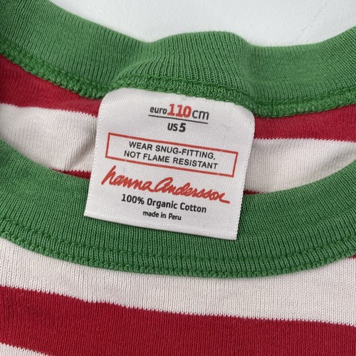 Hanna Andersson Pajamas Kids Size 5 Red Striped Long Sleeve PJ Holiday - Picture 2 of 4