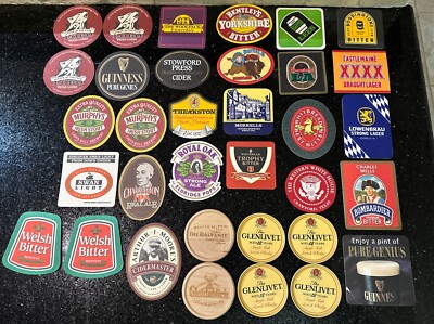 Beer Pub Bar Coasters Drink Cardboard Various Brands Lot of 34 Some Duplicates