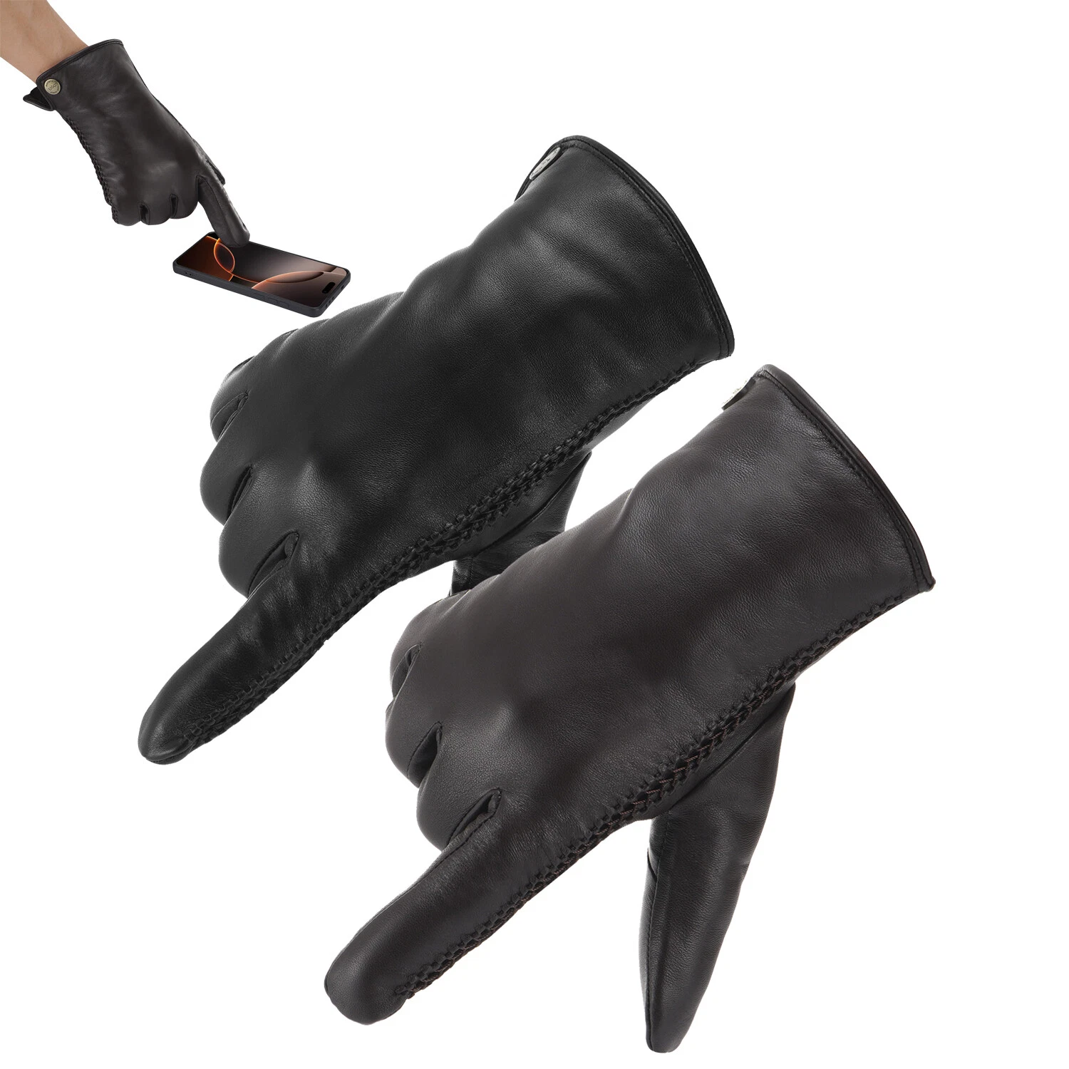Men UGG Gloves Winter Waterproof Touch Screen Gloves Warm Sheepskin Wool Insole