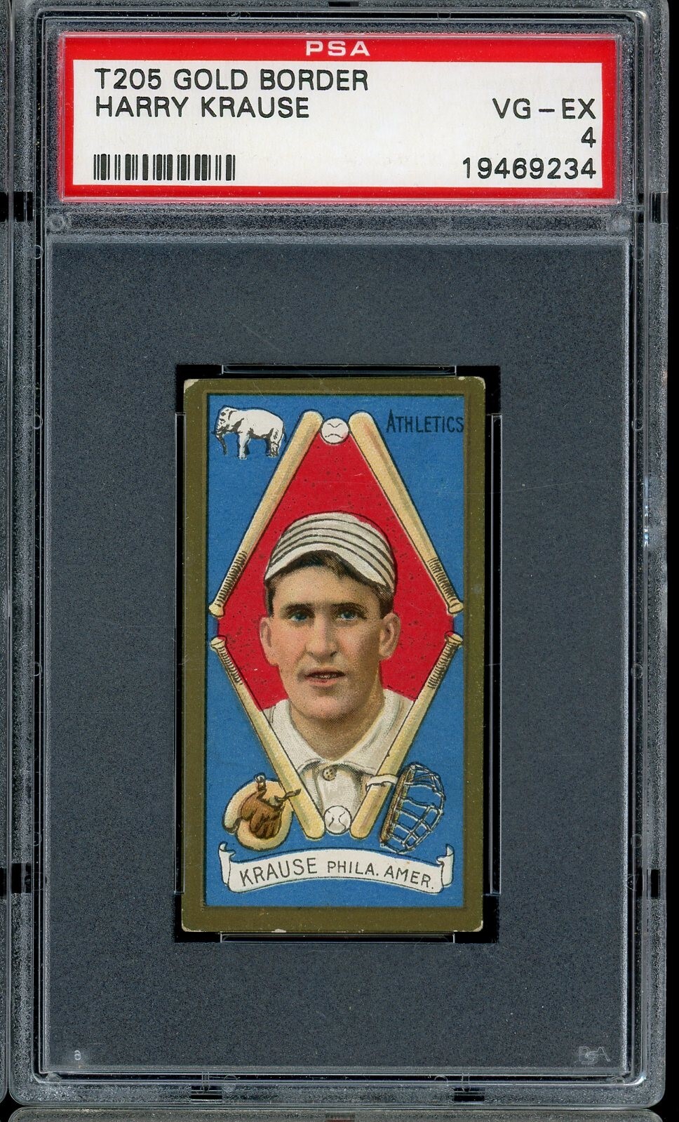 1911 T205 Gold Border Baseball Harry Krause PSA 4