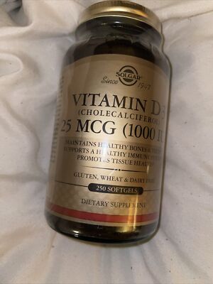 Solgar Vitamin D3 Cholecalciferol 1000 IU 250 Softgels and exp 7/24