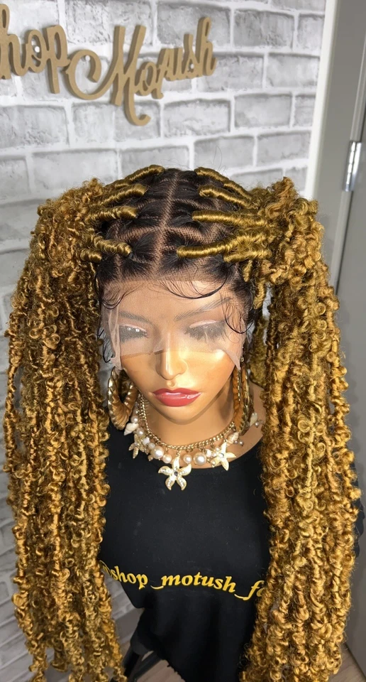 Peluca de encaje completa de locs de imitación envejecida. Peluca trenzada. Peluca Desordenada Locs. Peluca Locs de imitación Foto 4 de 4