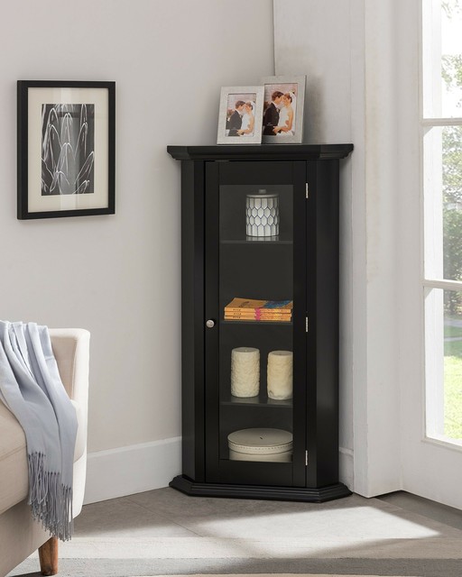 K Amp B Furniture Wood Curio Cabinet Black For Sale Online Ebay