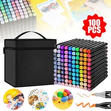 100 Stück Marker Set für Manga Design Malerei | Filzstifte Twin Marker DIY Gift