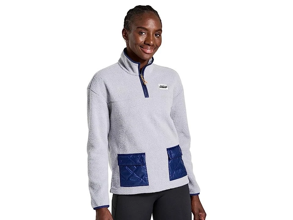 Saucony Rested Jacket Womens Medium Gray Sherpa Quarter Zip Long Sleeve GBO159 - Image 3 of 4