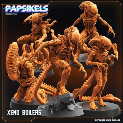 Papsikels Xeno Boilers Set of 5 3D Printed Miniatures Sci-Fi Alien Resin Figures
