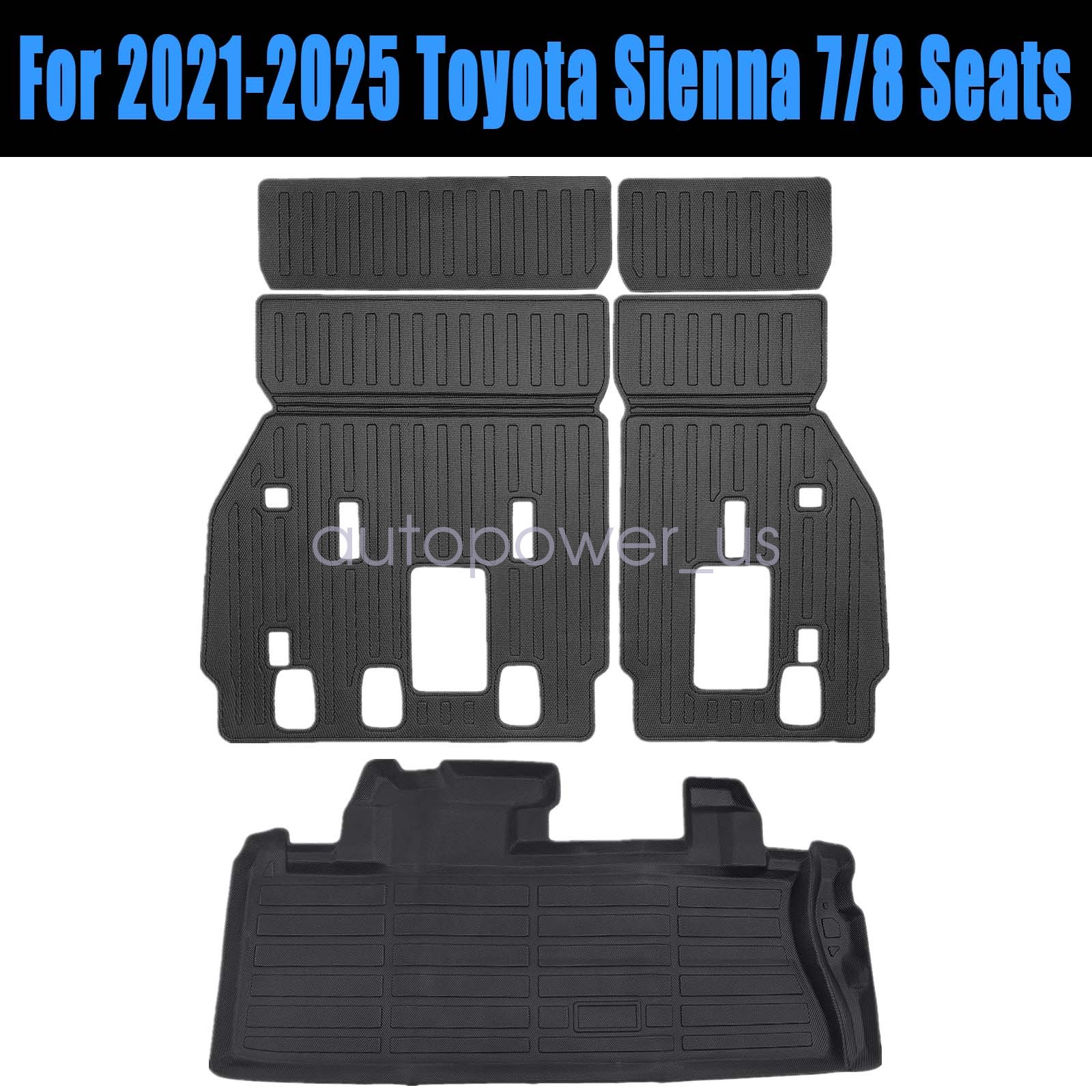 For 2021-2025 Toyota Sienna TPE 3rd Row Seat Backrest Mats & Trunk Cargo Liners