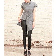 Everlane Shirt Dress Tunic Gray Button Front Cotton Blend Size XS Casual Preppy