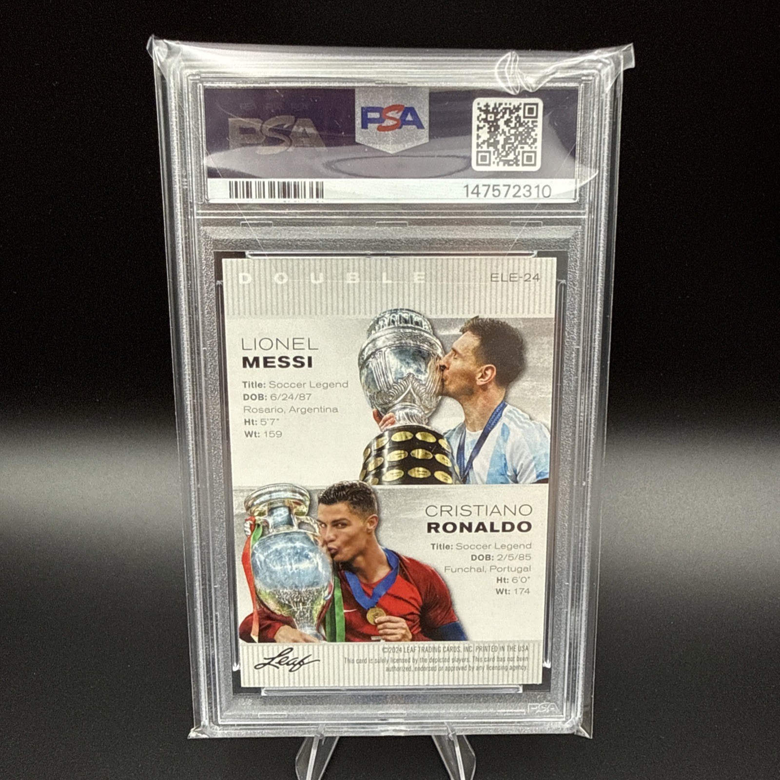 2024 Leaf Messi Ronaldo Exclusive Legends Edition PSA 10 GEM MT ELE24 World Cup view 5