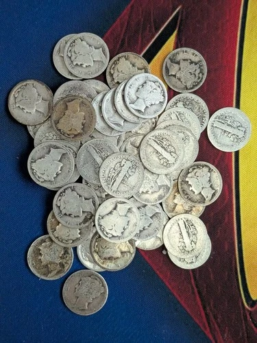 New Listing1919 Mercury 90% Silver Dime Roll Lot of 50 PCS $5 Face