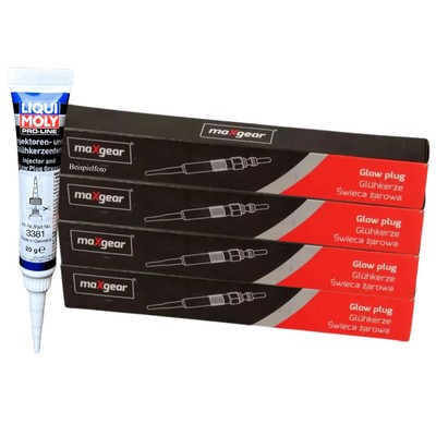 4x MAXGEAR Glühkerzen + LIQUI MOLY Fett für ECONOVAN MAZDA 626 II E 2.0D 2.2D