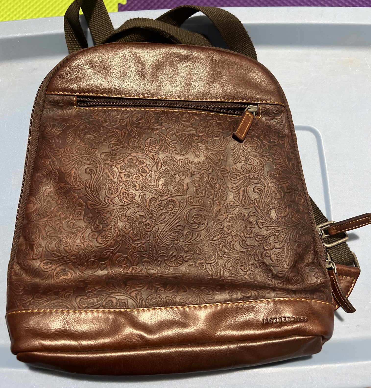 Jack Georges Leather Backpack "Voyager" Distresse… - image 1