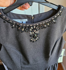Maggy London Beaded Cocktail Dress Grey Event Wedding Guest
