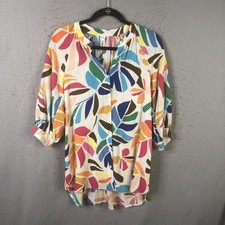 Tabitha Brown For Target Top Womens XXS Multicolor Tropical Leaf Button Boho