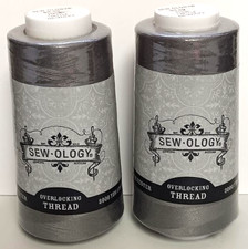 2 Pk Dark Grey Sewology All-Purpose Serger Thread 100 Polyester 3000 Yard Cone