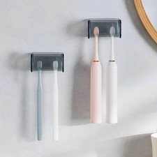 5 Slots Toothbrush Holder Wall Mount with Cover, Self Adhesive Toothbrushes