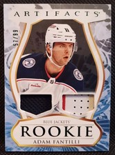 2023-24 UD ARTIFACTS EMERALD DUAL PATCH JERSEY ROOKIE III ADAM FANTILLI /99 RC 