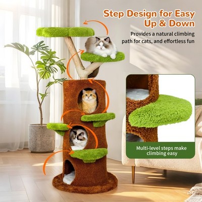 Magic Forest Cat Tree Tower Solid Wood Cat Tree Condo Scratching