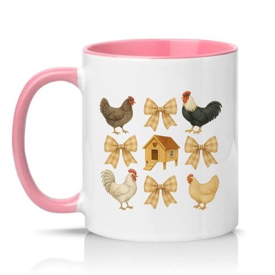 Aquarell Hühnerschleifen Unisex 11 Unzen Keramiktasse Bauernhaus Land Küche Geschenk